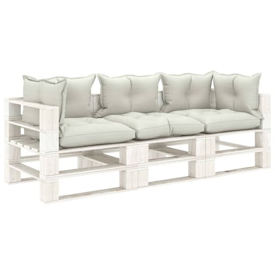 Ogrodowa sofa 3-osobowa z palet, z beżowymi poduszkami vidaXL