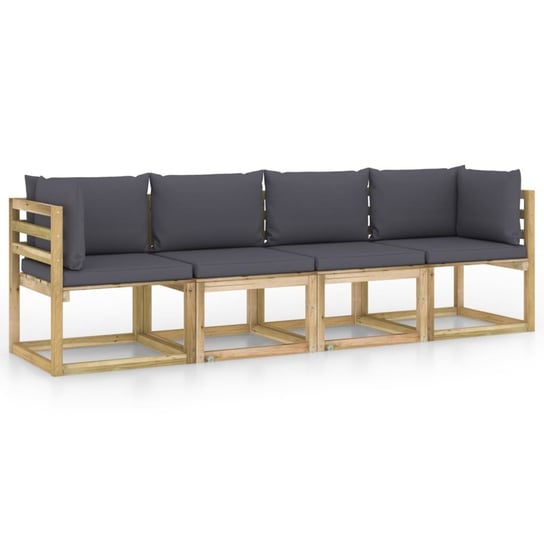 Ogrodowa sofa 4-os. z antracytowymi poduszkami vidaXL