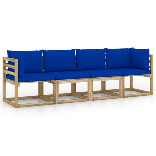 Ogrodowa sofa 4-os. z niebieskimi poduszkami vidaXL