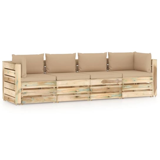 Ogrodowa sofa 4-os z poduszkami, impregnowane na zielono drewno vidaXL