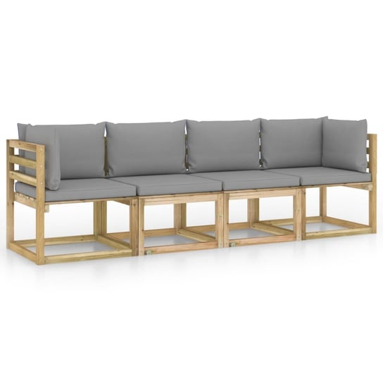 Ogrodowa sofa 4-os. z szarymi poduszkami vidaXL