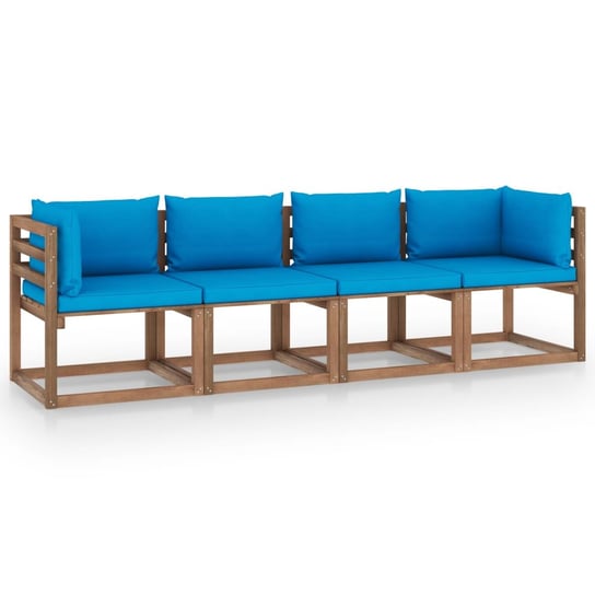 Ogrodowa sofa 4-osobowa z palet, z poduszkami, drewno sosnowe vidaXL