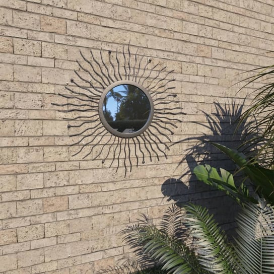 Ogrodowe lustro ścienne w kształcie słońca, 60 cm, czarne vidaXL