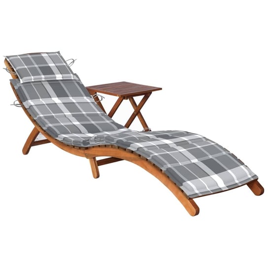 Ogrodowy leżak ze stolikiem i poduszką, lite drewno akacjowe vidaXL