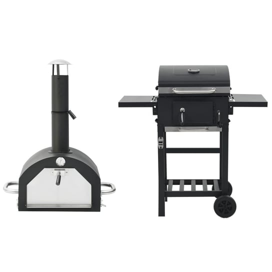Ogrodowy piec do pizzy, grill, wędzarnia, 3-w-1, czarny VMP