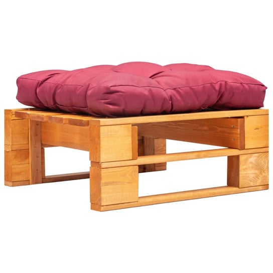 Ogrodowy puf z palet VIDAXL, czerwona poduszka, 60x60x35 cm vidaXL