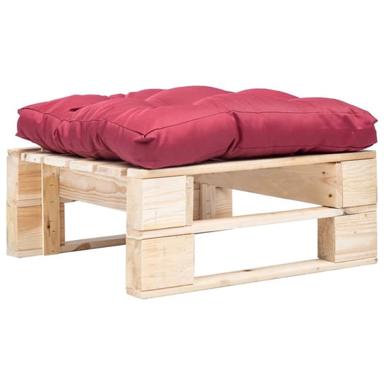 Ogrodowy puf z palet VIDAXL, czerwona poduszka, 60x60x35 cm vidaXL