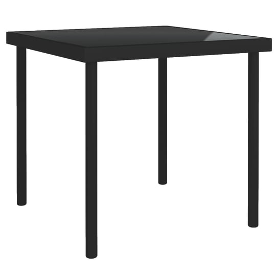 Ogrodowy stół jadalniany, czarny, 80x80x72 cm, szkło i stal vidaXL