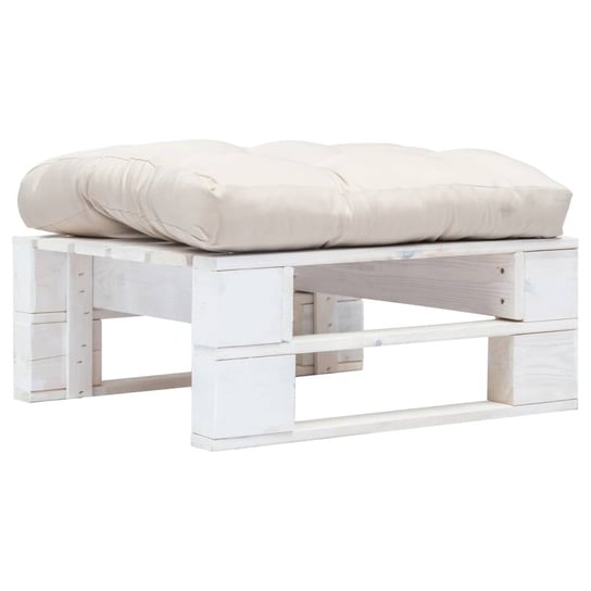 Ogrodowy stołek z palet VIDAXL, piaskowa poduszka, biały vidaXL