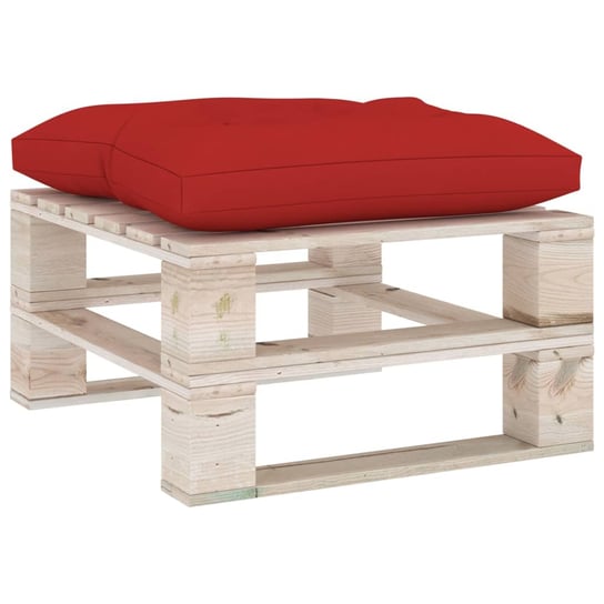 Ogrodowy stołek z palet z czerwoną poduszką, drewno sosnowe vidaXL
