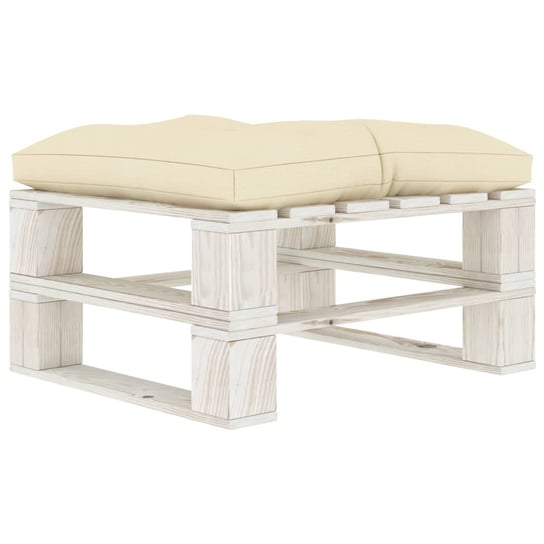 Ogrodowy stołek z palet z kremową poduszką, drewniany vidaXL