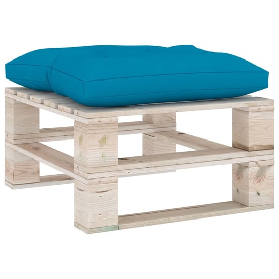 Ogrodowy stołek z palet z niebieską poduszką, drewno sosnowe vidaXL