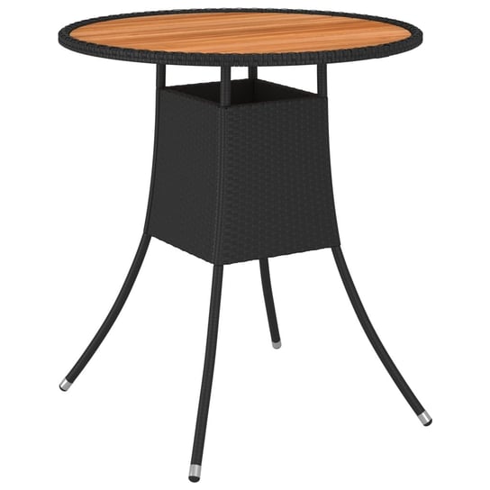 Ogrodowy stolik jadalniany, czarny, Ø 70 cm, rattan PE i akacja vidaXL