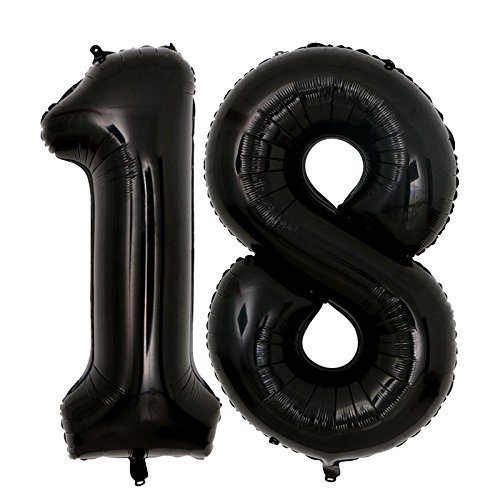 Ogromne Balony Czarne Cyfra 18 Urodzinowe100CM XXL GrandGift
