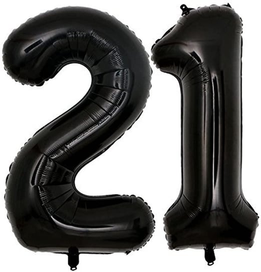 Ogromne Balony Czarne Cyfra 21 Urodzinowe100CM XXL GrandGift