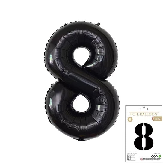 Ogromne Balony Czarne Cyfra 8 Urodzinowe 100CM XXL GrandGift