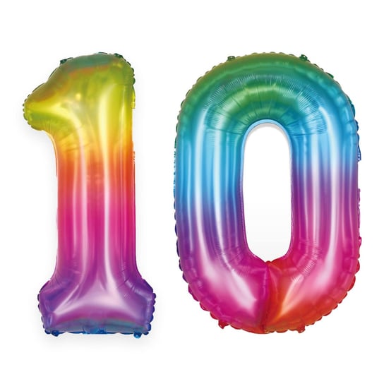 Ogromne Balony Kolorowe Cyfra 10 Urodzinowe 100CM! GrandGift