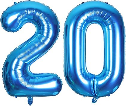 Ogromne Balony Niebieski Cyfra 20 Urodzinowe 100CM WOW! GrandGift