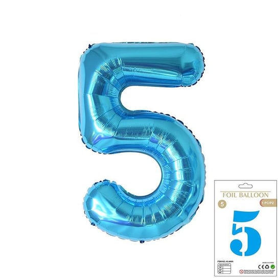 Ogromne Balony Niebieski Cyfra 5 Pięć Urodzinowe 100CM WOW! GrandGift