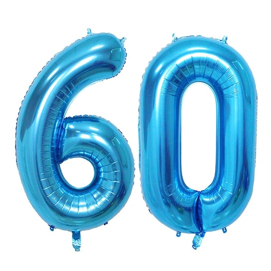 Ogromne Balony Niebieski Cyfra 60 Urodzinowe 100CM WOW! GrandGift