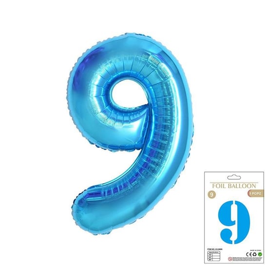 Ogromne Balony Niebieski Cyfra 9 Dziewięć Urodzinowe 100CM WOW! GrandGift