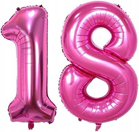 Ogromne Balony Różowy Cyfra 18 Urodzinowe 100CM !! czakos