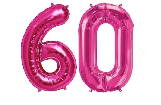 Ogromne Balony Różowy Cyfra 60 Urodzinowe 100CM WOW! GrandGift