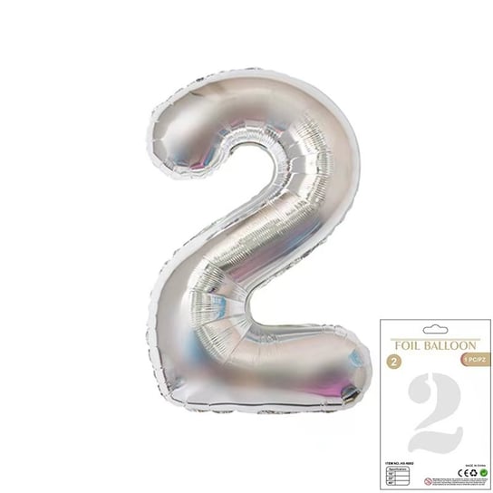 Ogromne Balony Srebrne Cyfra 2 DWA Urodzinowe100CM GrandGift