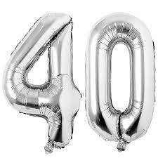 Ogromne Balony Srebrne Cyfra 40 Urodzinowe 100CM ! GrandGift
