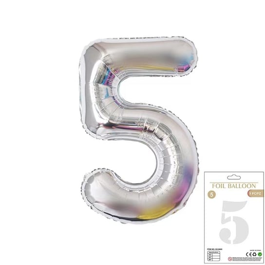 Ogromne Balony Srebrne Cyfra 5 Pięć Urodzinowe WOW GrandGift