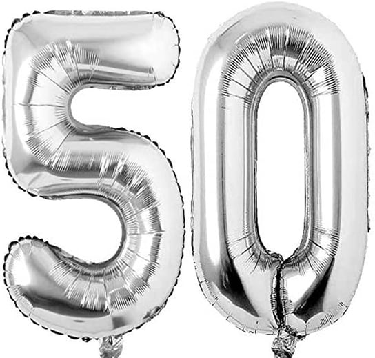 Ogromne Balony Srebrne Cyfra 50 Urodzinowe 100CM ! GrandGift