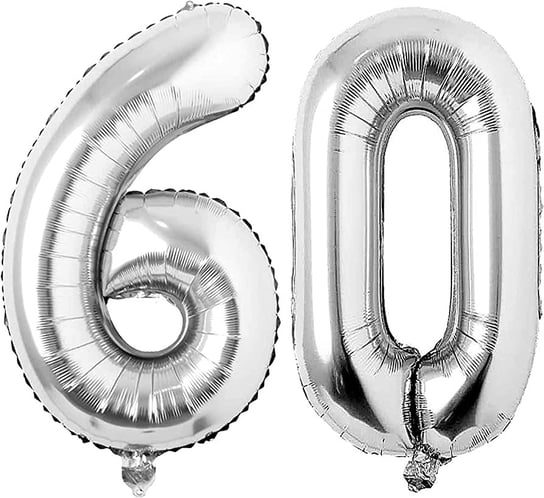 Ogromne Balony Srebrne Cyfra 60 Urodzinowe 100CM ! GrandGift