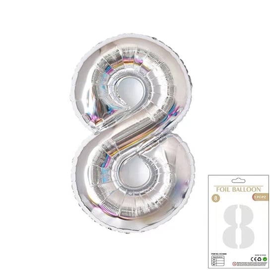 Ogromne Balony Srebrne Cyfra 8 Urodzinowe 100CM !! GrandGift
