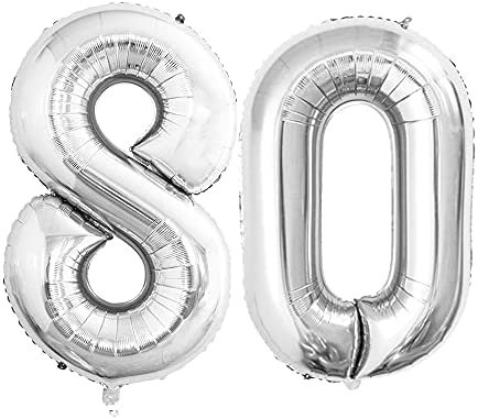 Ogromne Balony Srebrne Cyfra 80 Urodzinowe 100CM ! GrandGift