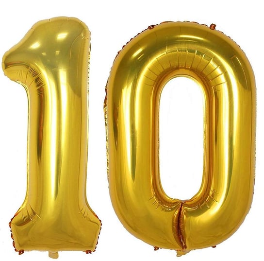 Ogromne Balony Złote Cyfra 10 Urodzinowe 100CM WOW! GrandGift