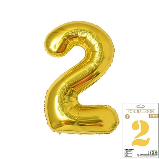 Ogromne Balony Złote Cyfra 2 Urodzinowe 100CM WOW! GrandGift