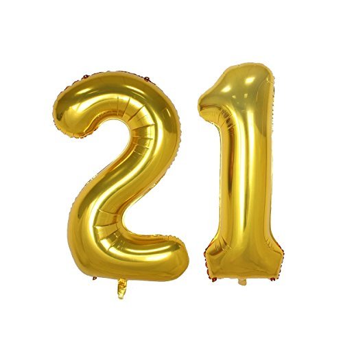 Ogromne Balony Złote Cyfra 21 Urodzinowe 100CM WOW! GrandGift