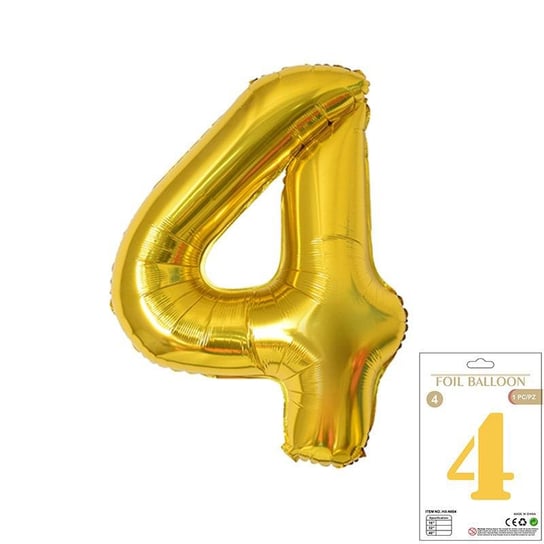 Ogromne Balony Złote Cyfra 4 Cztery Urodzinowe 100CM WOW! GrandGift