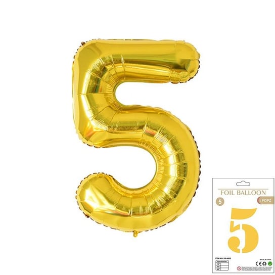 Ogromne Balony Złote Cyfra 5 Pięć Urodzinowe 100CM WOW! GrandGift