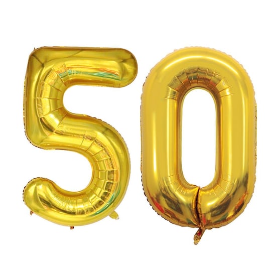 Ogromne Balony Złote Cyfra 50 Pięćdziesiątka Urodzinowe 100CM WOW! GrandGift