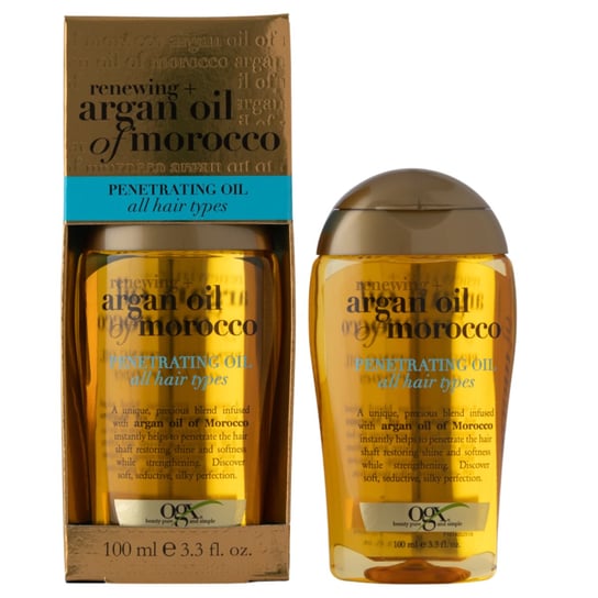 OGX Argan Oil Of Morocco, Odżywczy Olejek Do Nabłyszczania I Zmiękczania Włosów, 100ml OGX