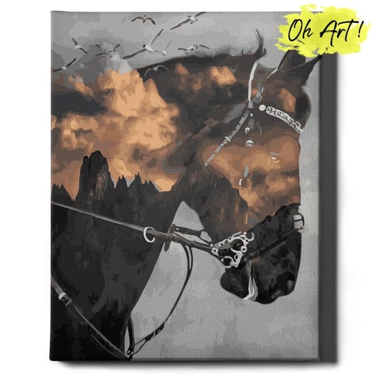 Oh Art! | Malowanie po numerach NA RAMIE, 40x50 | Mroczny koń Oh Art!