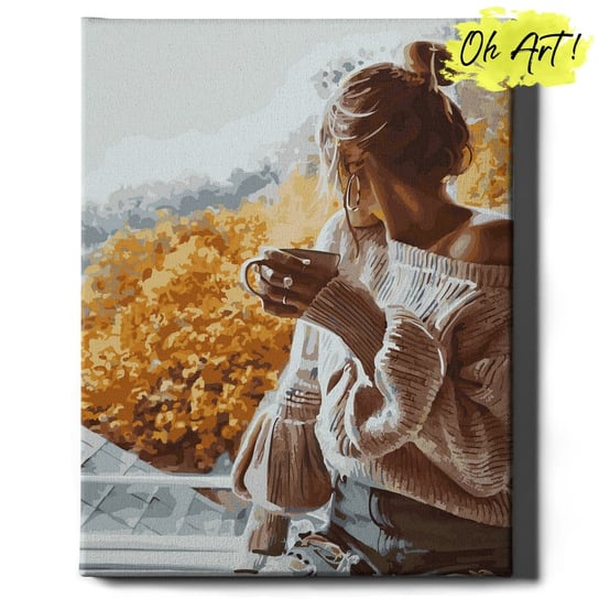 Oh Art! | Malowanie po numerach NA RAMIE, 40x50 | Pani z kawą Oh Art!