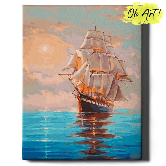 Oh Art! | Malowanie po numerach NA RAMIE, 40x50 | Statek o wschodzie  słońca Oh Art!