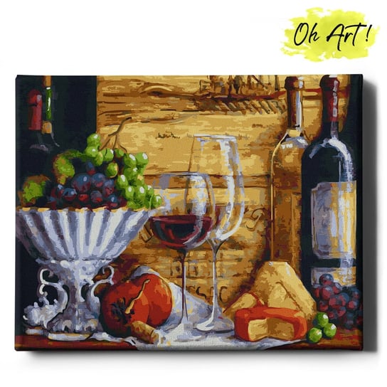 Oh Art! | Malowanie po numerach NA RAMIE, 40x50 | Wino i winogrona Oh Art!