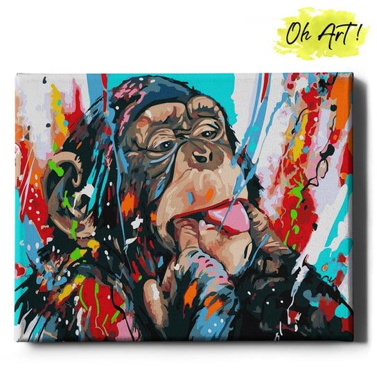 Oh Art! | Malowanie po numerach NA RAMIE, 40x50 | Zabawna małpka Oh Art!