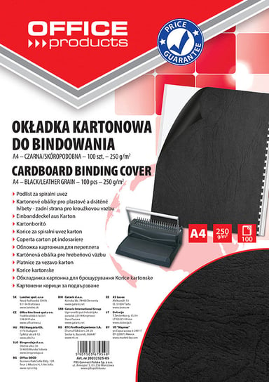 Okładka do bindowania kart Skórop Office products, a4 250g 100 szt czarna Office Products