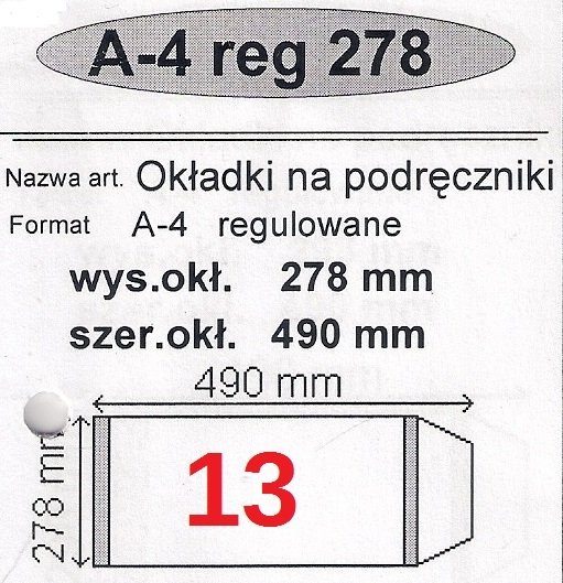 Okładka na podręcznik B5. Regulowana 50 sztuk. 278x490 Mirpol