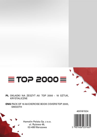 Okładka na zeszyt Krystaliczna TOP2000 A5, 90mic. Top 2000