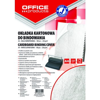 Okładki do bindowania OFFICE PRODUCTS karton A4 250gsm skóropodobne 100szt białe Office Products
